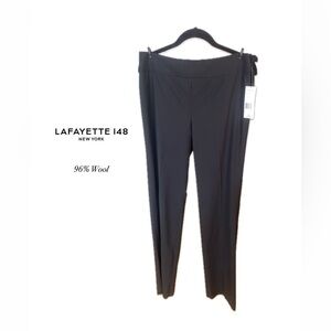 Lafayette 148 Dress Pants Size 2 Womens Black Straight Leg Stretch Wool